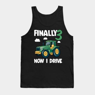 Kids Finally 3 3rd Birthday Gift Boy Tractor Tank Top